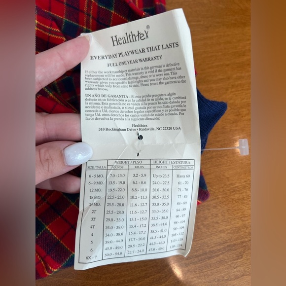 Vintage Healthtex Red and Blue Plaid One Piece Jumpsuit with Tags Size 12M - Picture 8 of 8